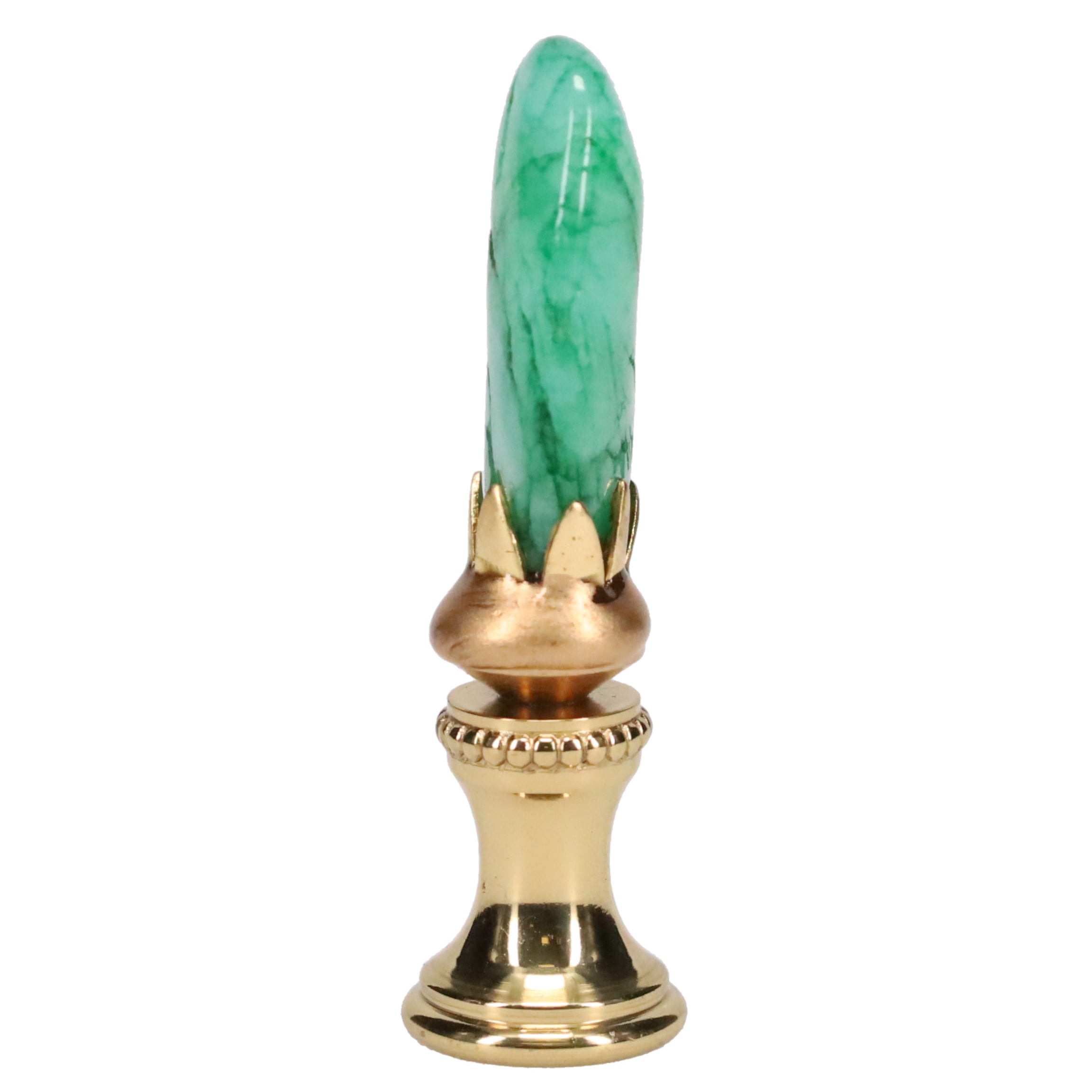 Brass Finial with Turquoise Green Stone, 1/4-27F Tap (15234)