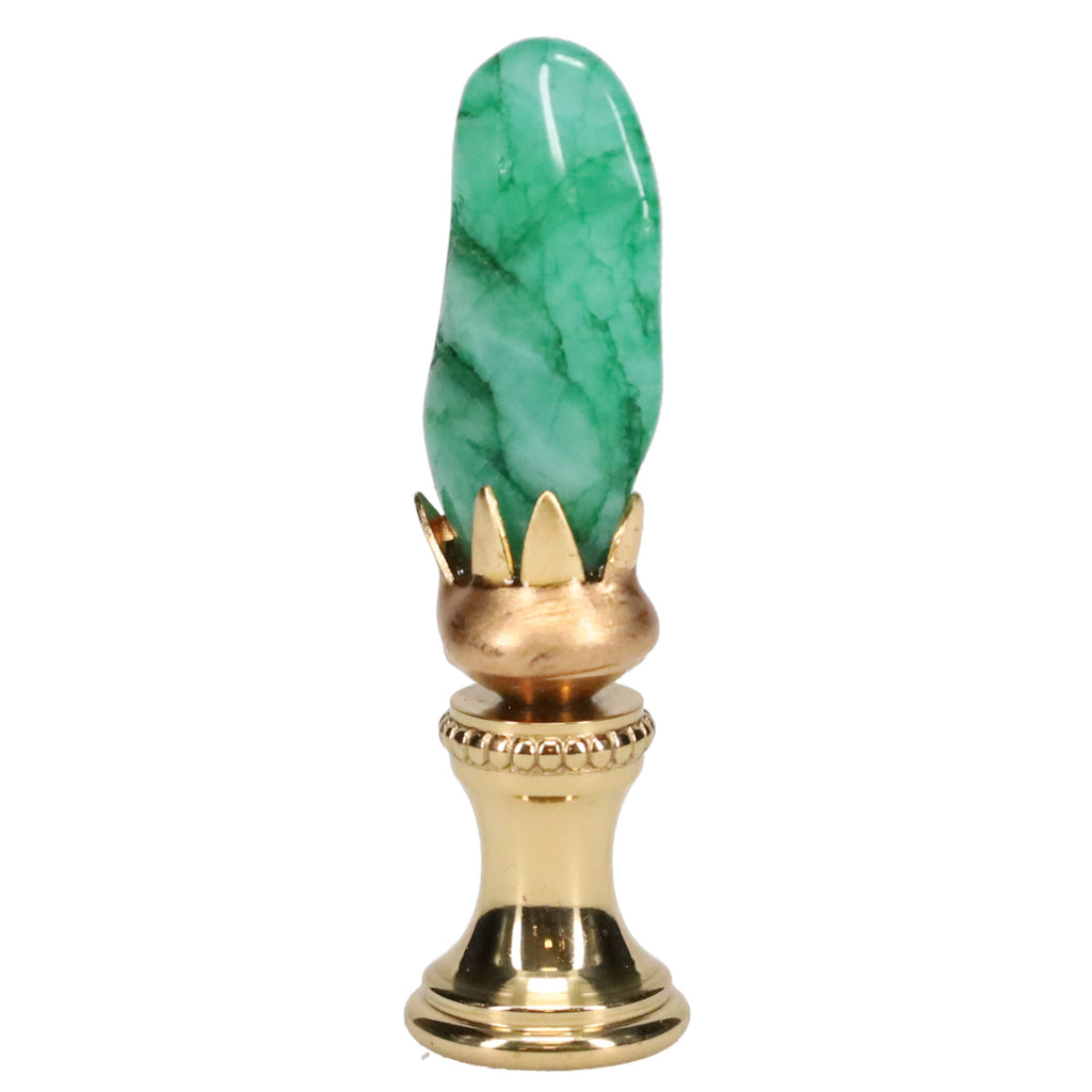 Brass Finial with Turquoise Green Stone, 1/4-27F Tap (15234)