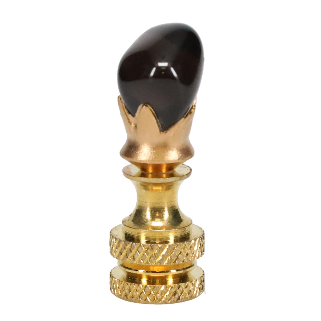 Brass Finial with Black Onyx Stone, 1/4-27F Tap (15235)