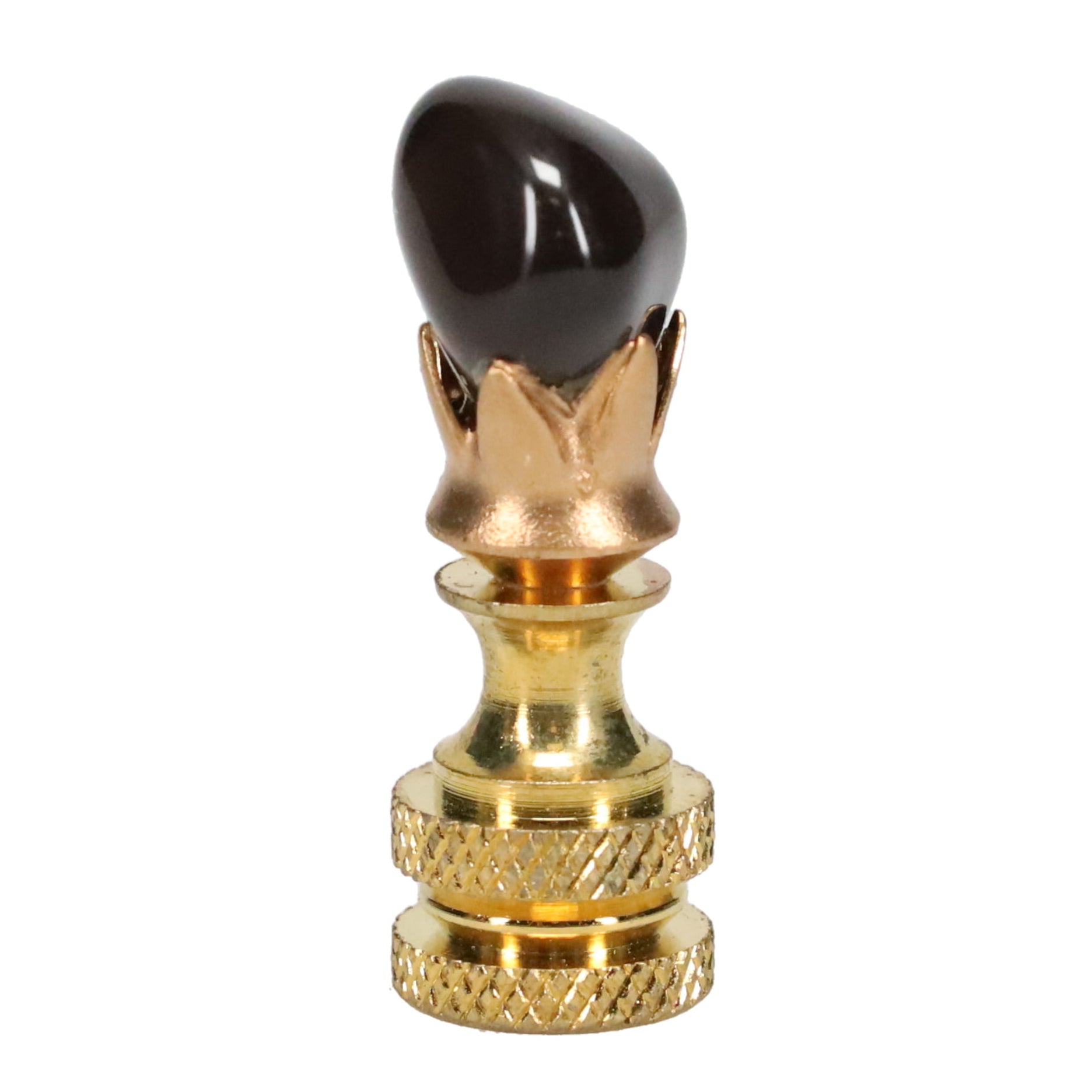 Brass Finial with Black Onyx Stone, 1/4-27F Tap (15235)