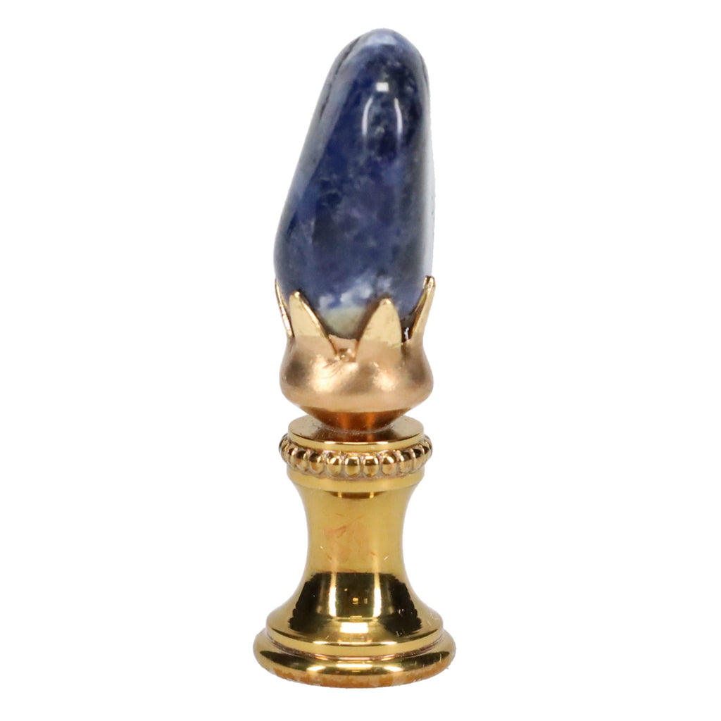 Brass Finial with Blue Sodalite Stone, 1/4-27F Tap (15236)