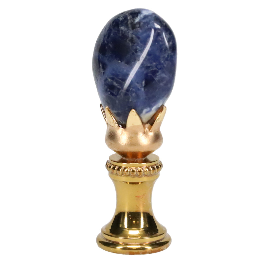 Brass Finial with Blue Sodalite Stone, 1/4-27F Tap (15236)