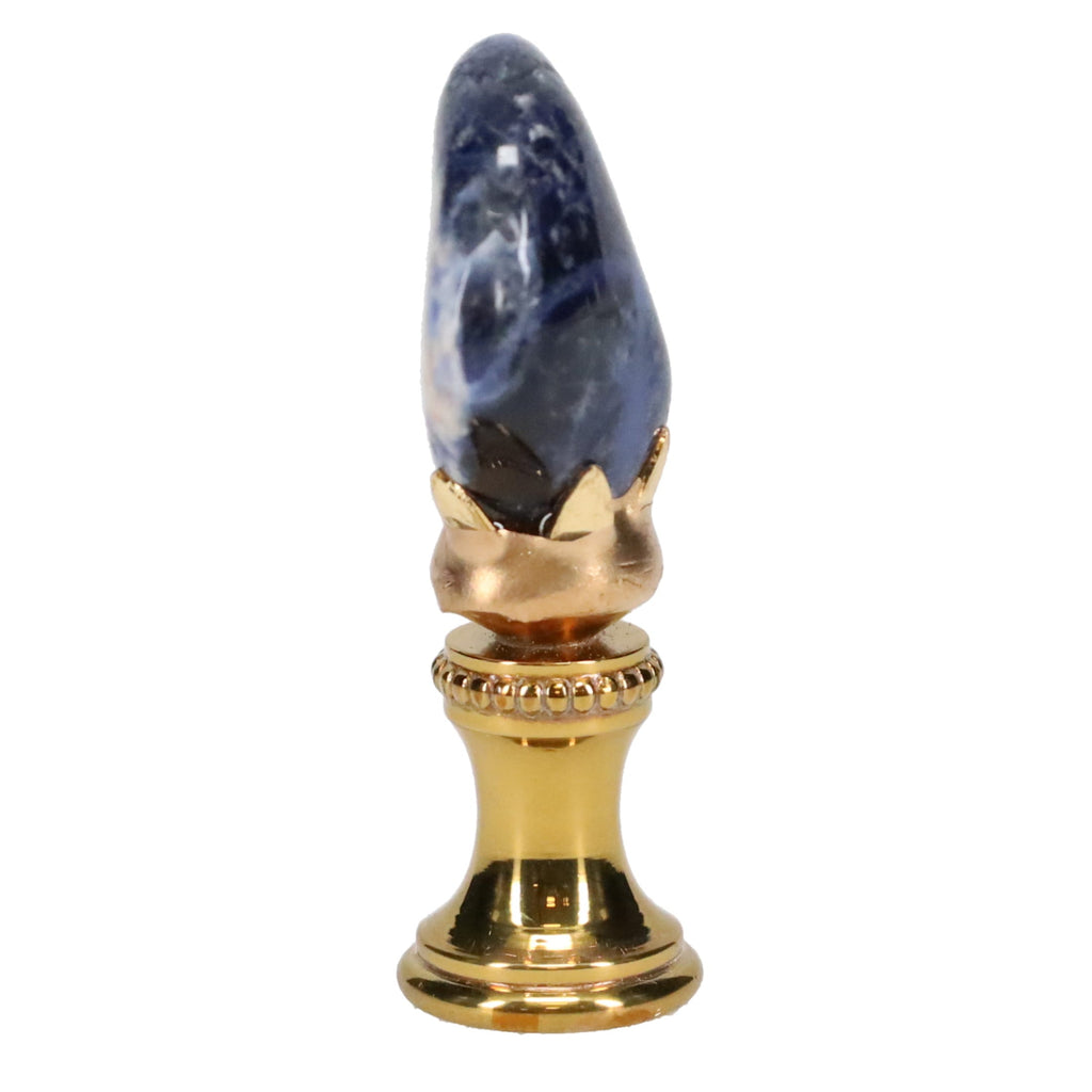 Brass Finial with Blue Sodalite Stone, 1/4-27F Tap (15236)