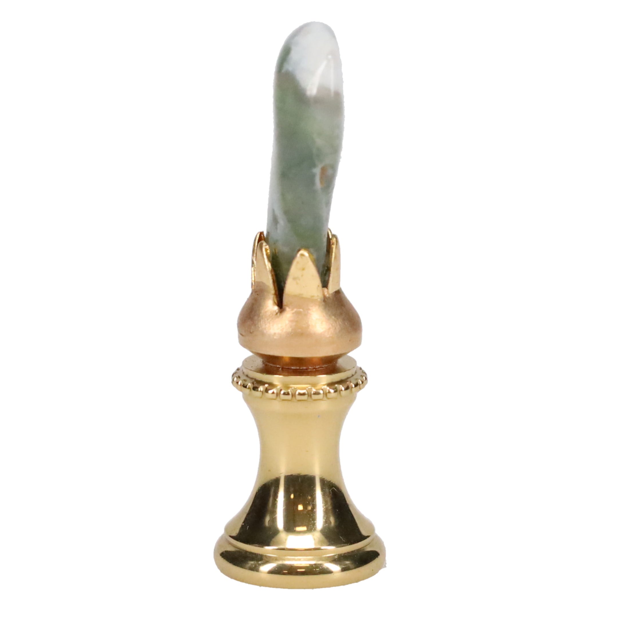 Brass Finial with Green Jade Stone, 1/4-27F Tap (15237)