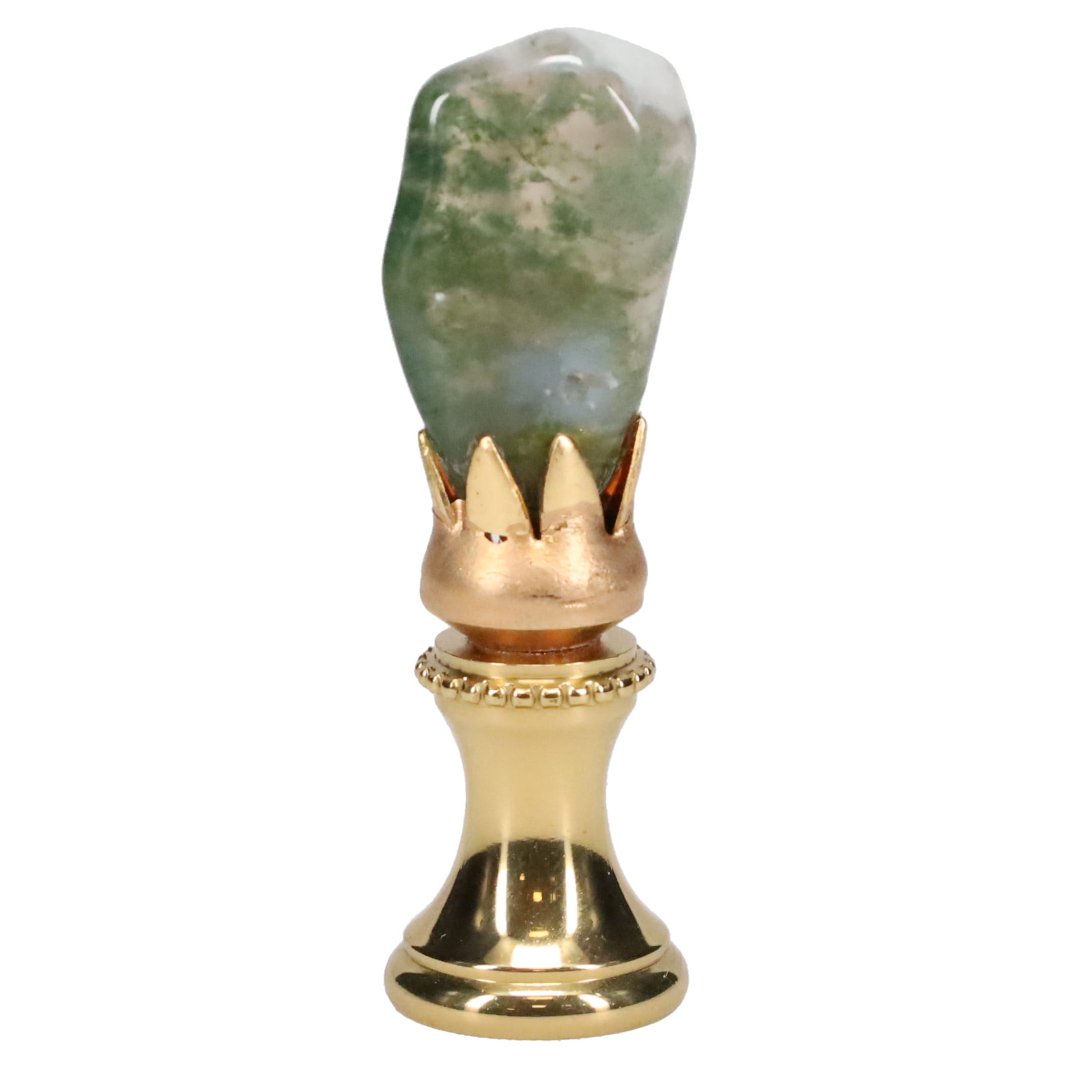 Brass Finial with Green Jade Stone, 1/4-27F Tap (15237)