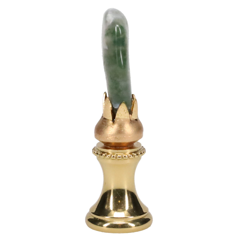 Brass Finial with Green Jade Stone, 1/4-27F Tap (15237)