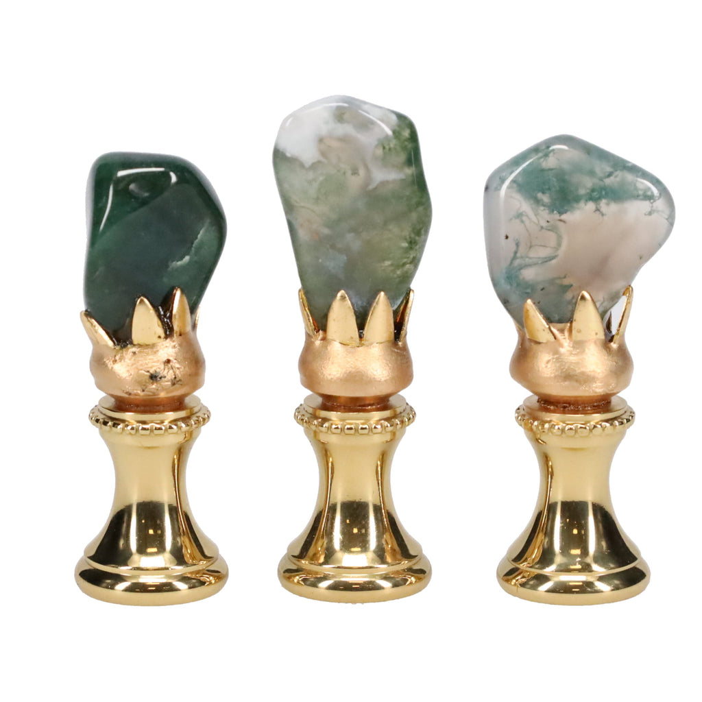 Brass Finial with Green Jade Stone, 1/4-27F Tap (15237)