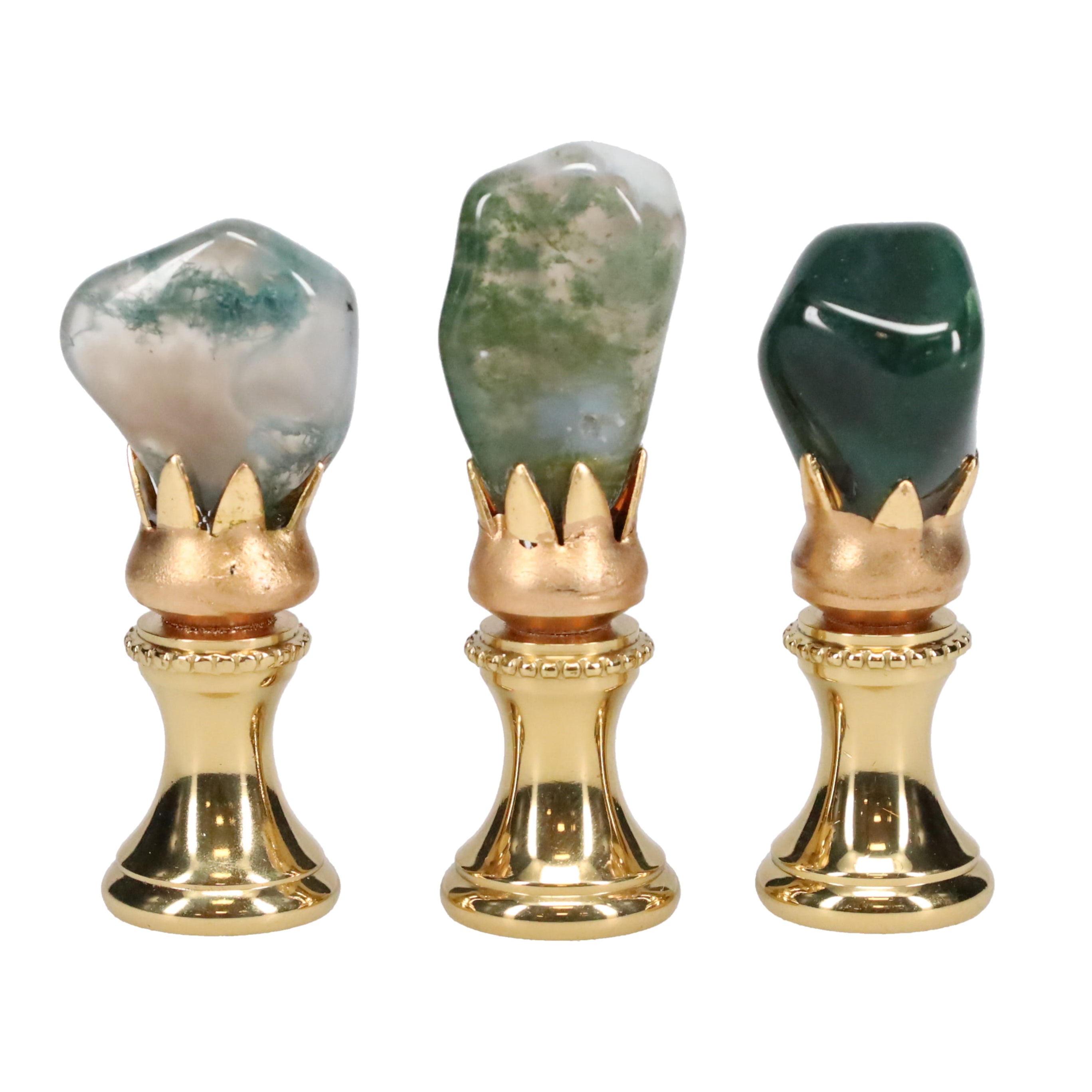 Brass Finial with Green Jade Stone, 1/4-27F Tap (15237)