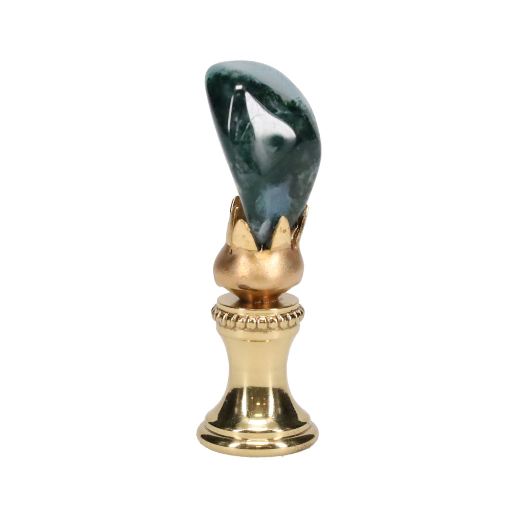 Brass Finial with Dark Green Jade Stone, 1/4-27F Tap (15238)