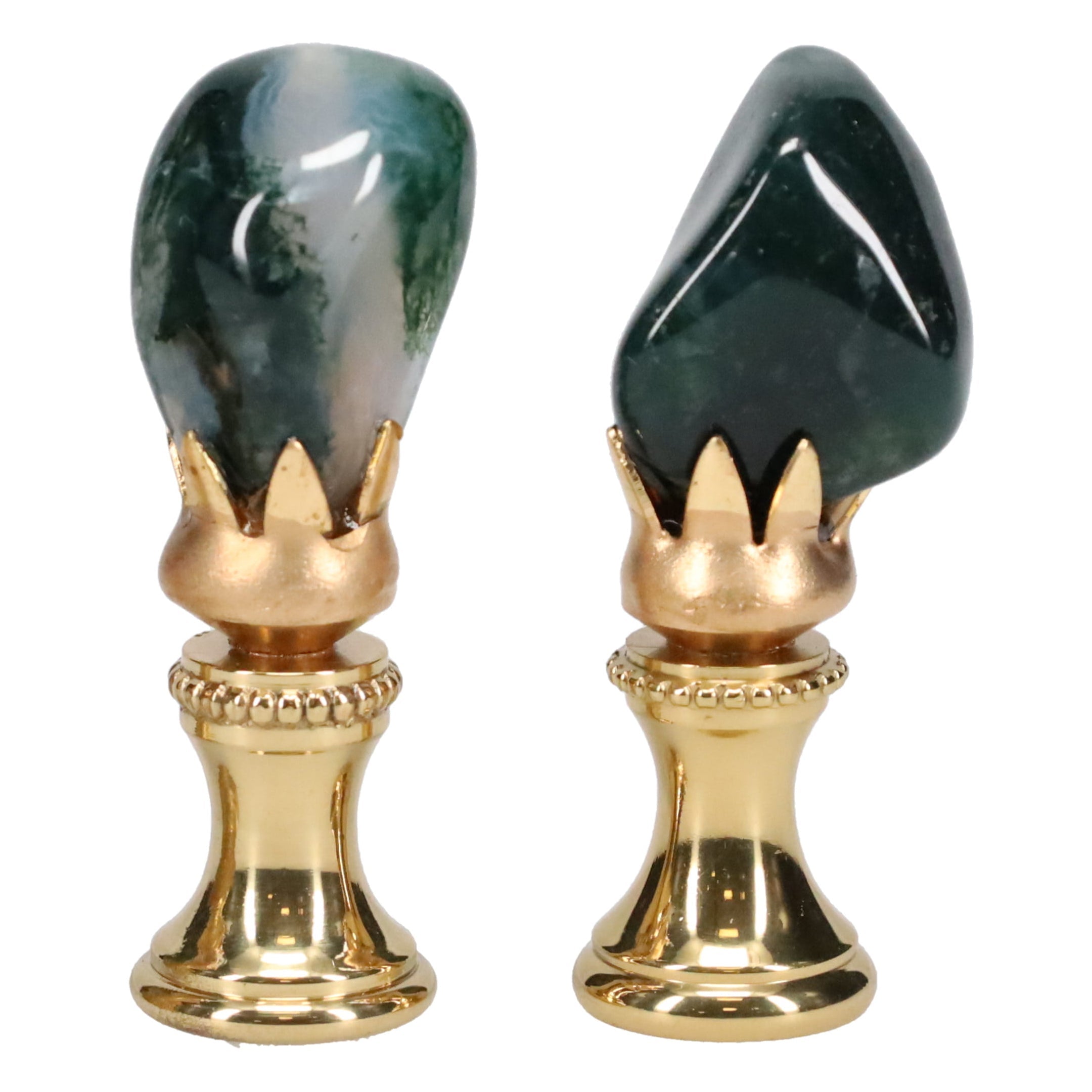 Brass Finial with Dark Green Jade Stone, 1/4-27F Tap (15238)