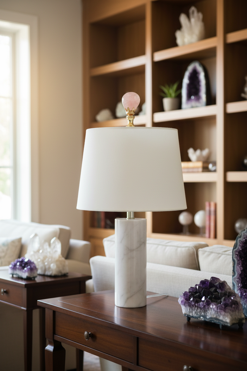 Brass Finial with Milky Quartz Stone, 1/4-27F Tap (15239)