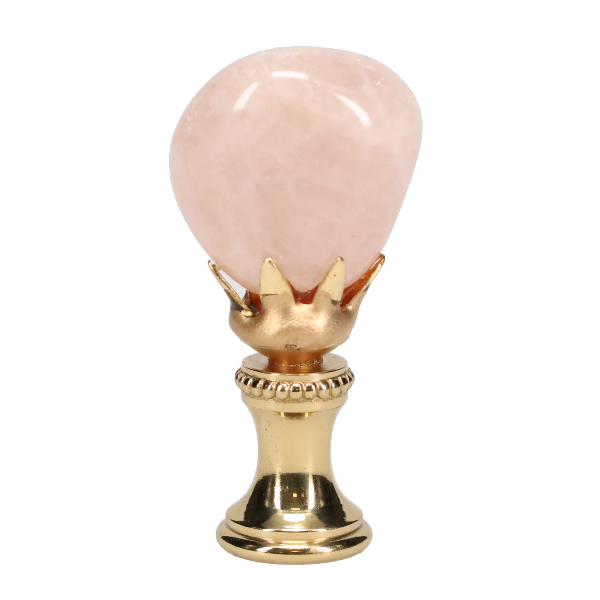 Brass Finial with Milky Quartz Stone, 1/4-27F Tap (15239)