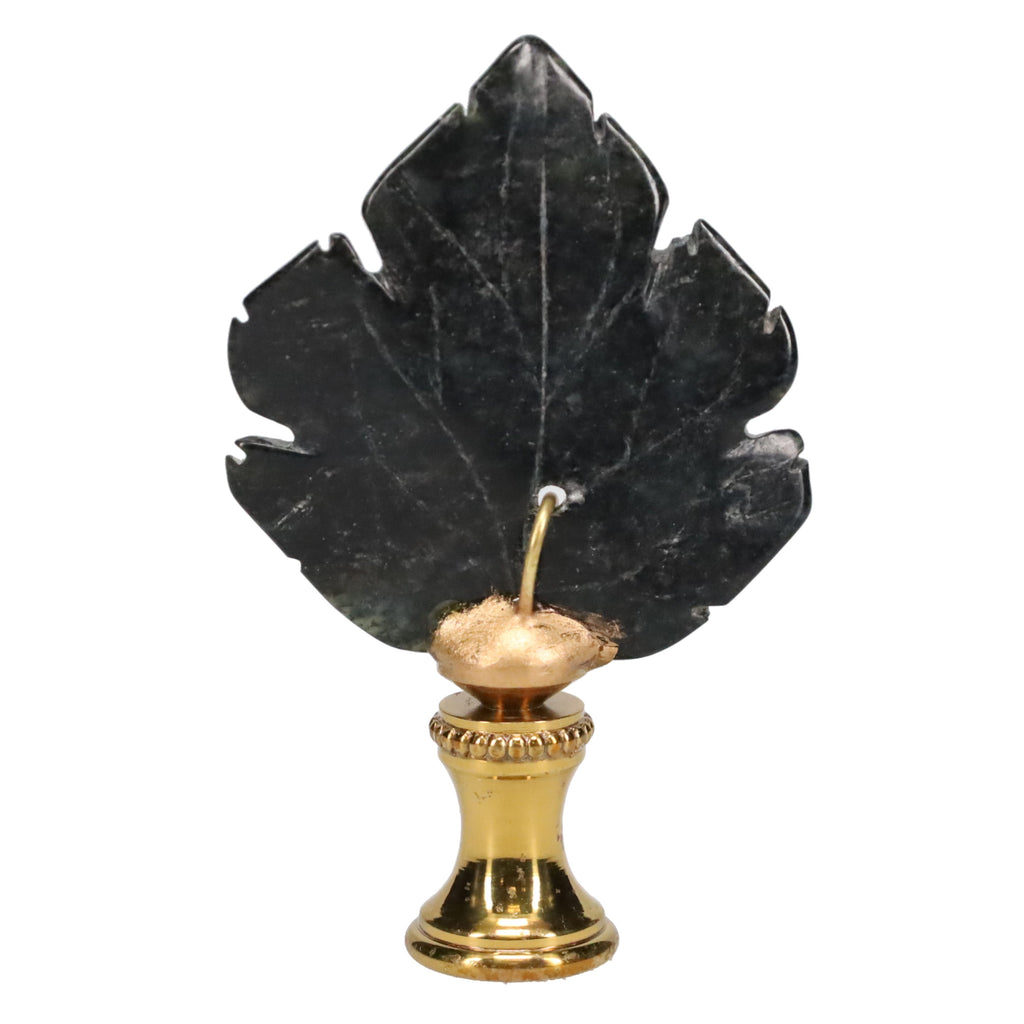 Brass Finial with Black Lapis Lazuli Stone Leaf, 1/4-27F Tap (15240)