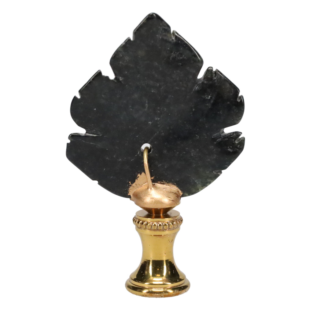 Brass Finial with Black Lapis Lazuli Stone Leaf, 1/4-27F Tap (15240)