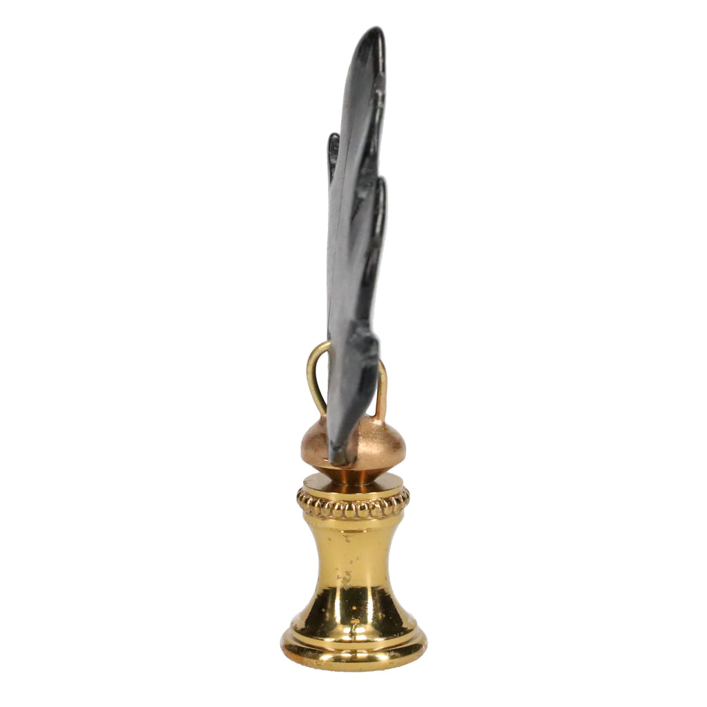 Brass Finial with Black Lapis Lazuli Stone Leaf, 1/4-27F Tap (15240)