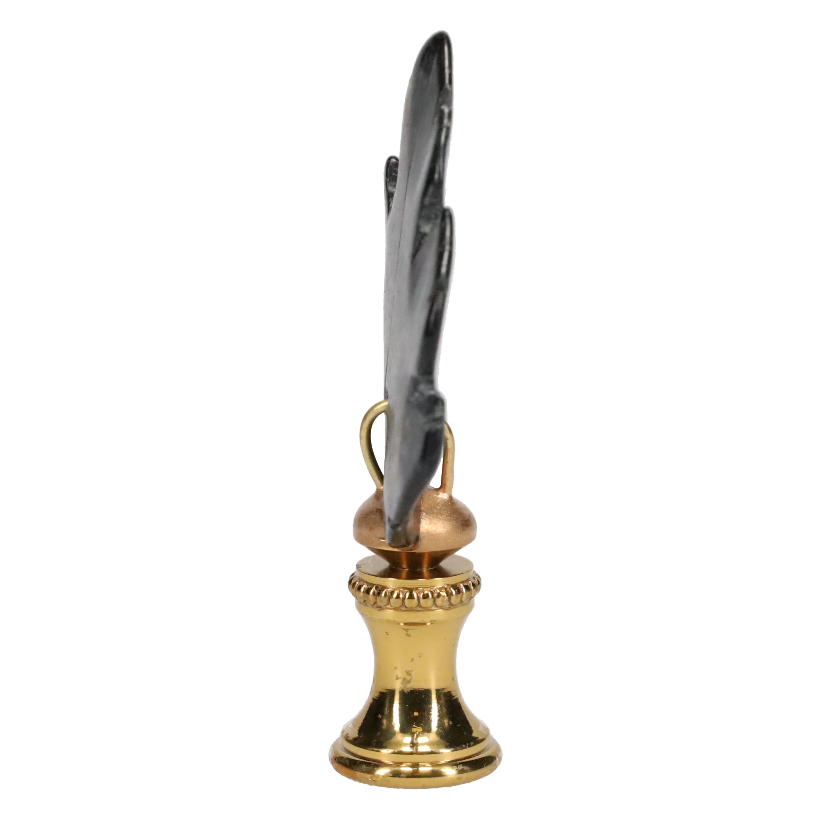 Brass Finial with Black Lapis Lazuli Stone Leaf, 1/4-27F Tap (15240)