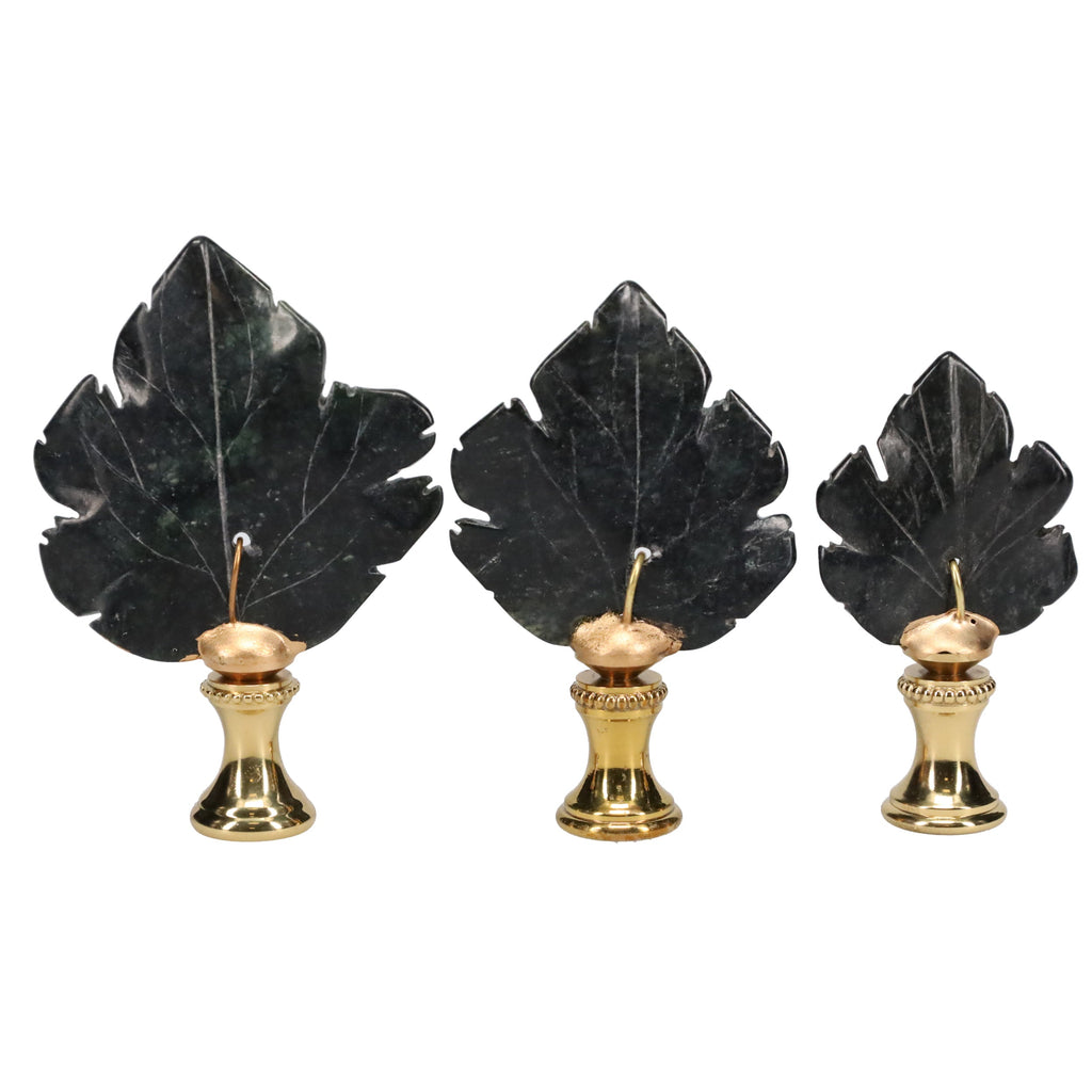 Brass Finial with Black Lapis Lazuli Stone Leaf, 1/4-27F Tap (15240)