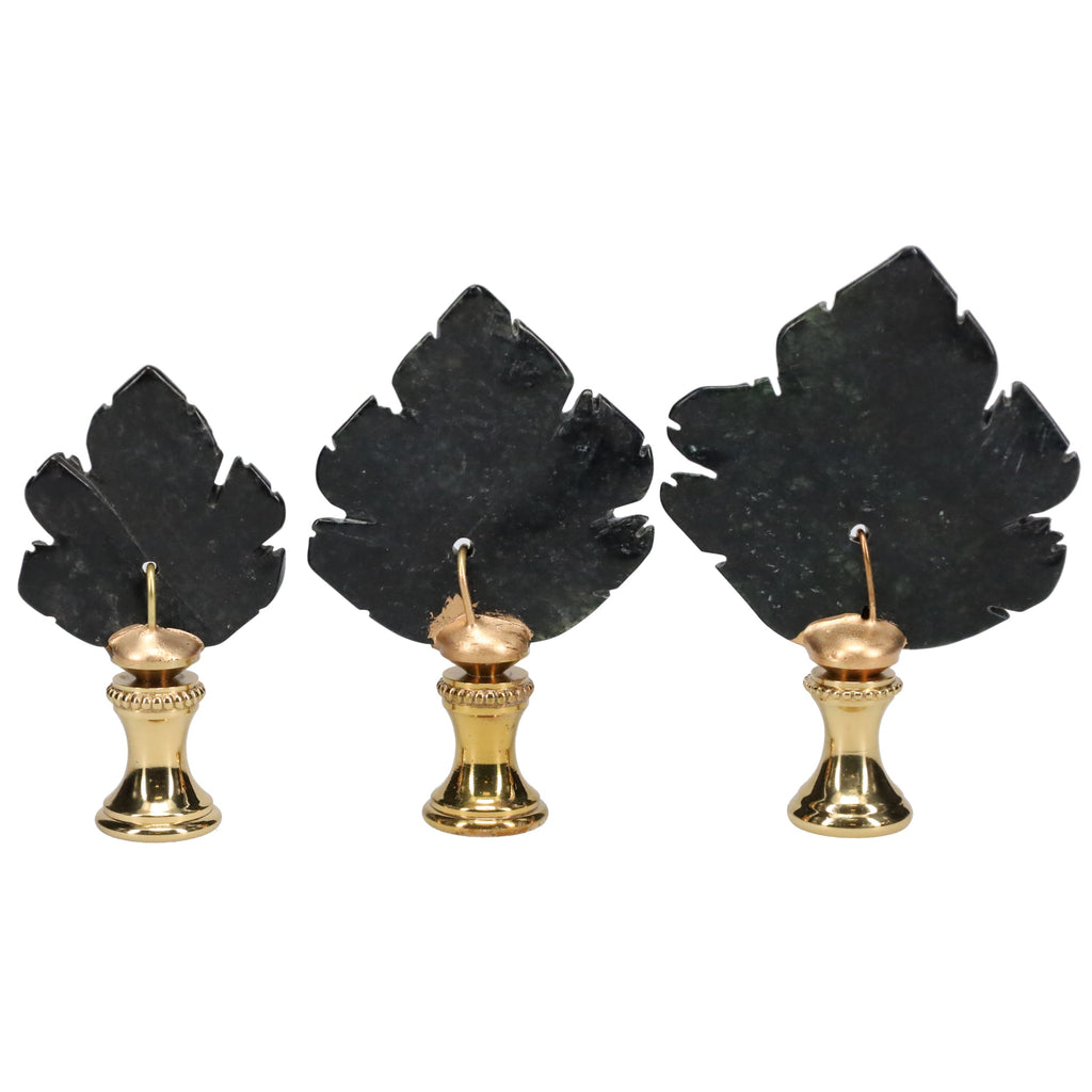 Brass Finial with Black Lapis Lazuli Stone Leaf, 1/4-27F Tap (15240)