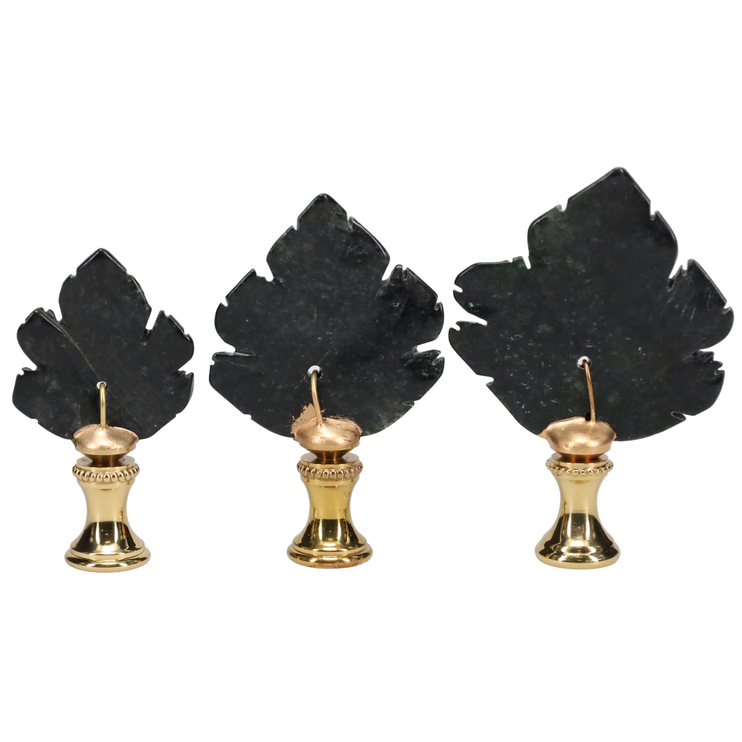 Brass Finial with Black Lapis Lazuli Stone Leaf, 1/4-27F Tap (15240)