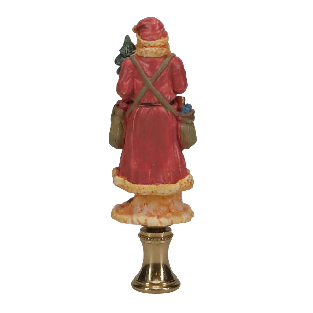 3-3/8" Tall Brass Finial, Ceramic Santa Clause, 1/4-27F Tap (15245)