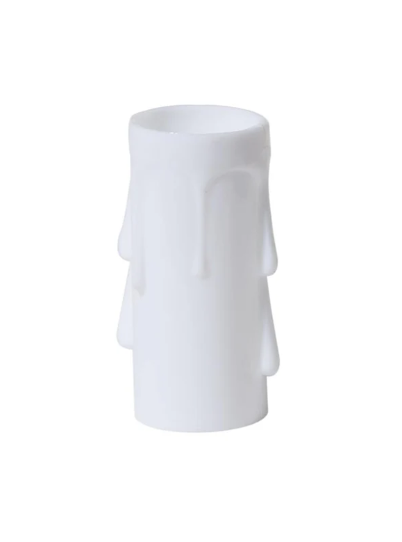 2 Inch Tall White Color Plastic Candelabra Sized Candle Cover (19801L2)