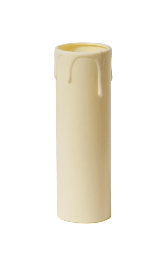 4 Inch Tall Ivory Plastic Medium Sized Candle Cover (19815)