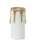 2 Inch Tall White Color Plastic Candelabra Candle Cover with Gold Drips (19925L2)