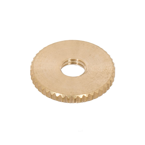 3/4" Dia. Knurled Brass Locknut, Your Choice of 1/8F, 1/4F, or 1/4-27F Tap (20711)