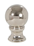 Ball Style Solid Brass Lamp Finial Polished Nickel 1-3/8" Tall x 7/8" Diam 1/4-27F Tap (20820N)