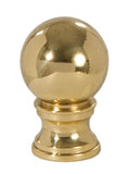 Ball Style Solid Brass Lamp Finial Polished and Lacquered 1-3/8" Tall x 7/8" Diam 1/4-27F Tap (20820P)