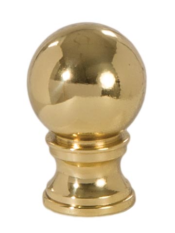 Ball Style Solid Brass Lamp Finial Polished and Lacquered 1-3/8" Tall x 7/8" Diam 1/4-27F Tap (20820P)