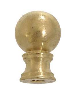 1-1/2" Tall Brass Ball Finial, 1" Diameter, Tap 1/4-27F, Burnished & Lacquered (20821)
