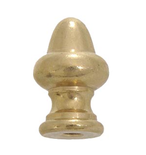 1-1/2" Tall x 7/8" Diam Brass Finial, Tap 1/4-27F, Burnished & Lacquered (20825)