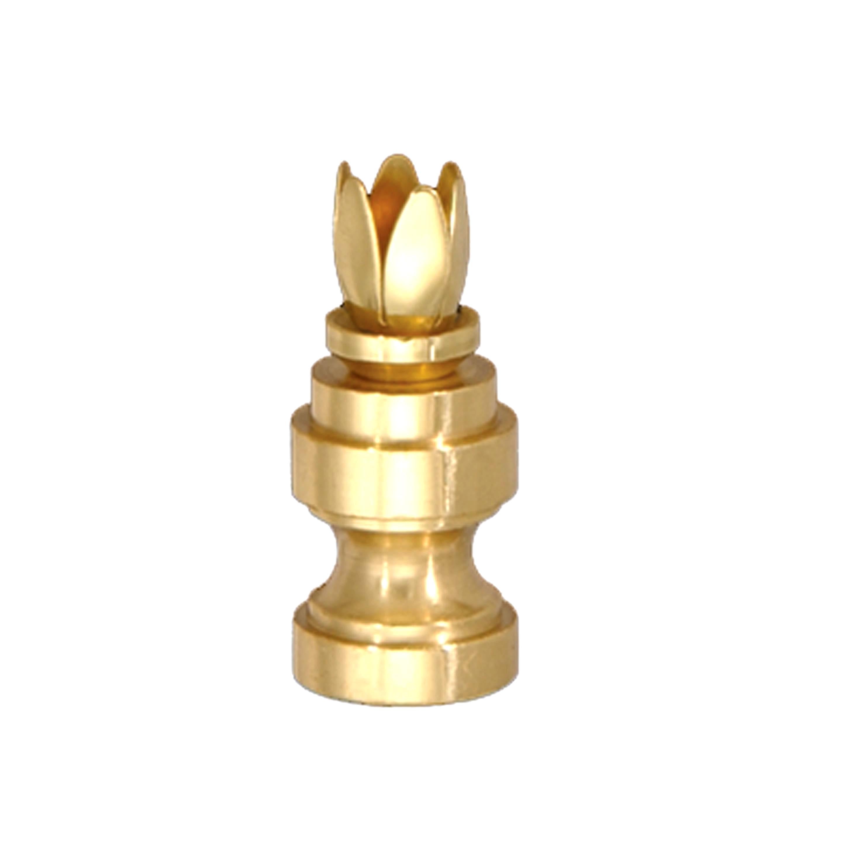 1-1/4" Tall Prong Finial Base Polished & Lacquered Finish 1/4-27F Tap (20972)