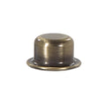 Knob Style Lamp Finial, Antique Brass, 1/2" Tall x 15/16" Diam 1/4-27F Tap (20990A)