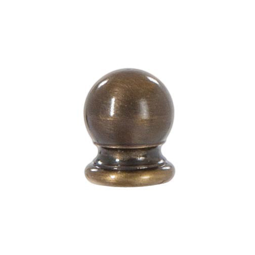 Ball Style Solid Brass Lamp Finial Antique Brass, 3/4" Tall x 5/8" Diam, 1/4-27F Tap (20992A)