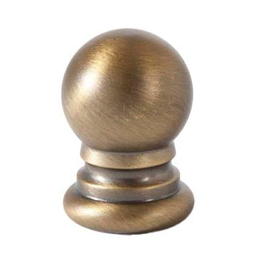 Ball Style Solid Brass Lamp Finial Antique Brass, 1" Tall x 3/4" Diam, 1/4-27F Tap (21180A)