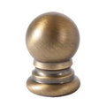 Ball Style Solid Brass Lamp Finial Antique Brass, 1" Tall x 3/4" Diam, 1/4-27F Tap (21180A)