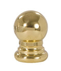 Ball Style Solid Brass Lamp Finial Polished & Lacquered, 1" Tall x 3/4" Diam, 1/4-27F Tap (21180)