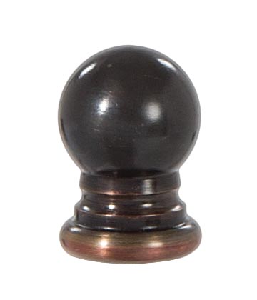 Ball Style Solid Brass Lamp Finial Bronze Finish, 1" Tall x 3/4" Diam, 1/4-27F Tap (21180B)