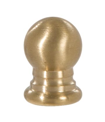 Ball Style Solid Brass Lamp Finial Unfinished Brass, 1" Tall x 3/4" Diam, 1/4-27F Tap (21180U)
