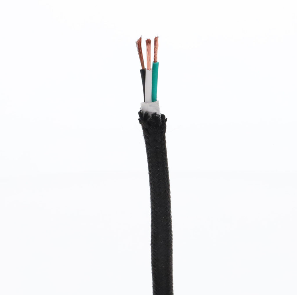 18/3 SVT-B Black Rayon Pulley Cord - Wire 3-Wire Lamp Cord - Choice of Length (46590)