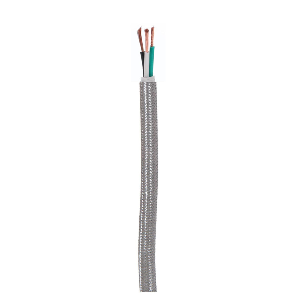 18/3 SVT-B Dark Gray Color Rayon Covered Wire Lamp Cord, 3-wire, Choice of Length (46592)