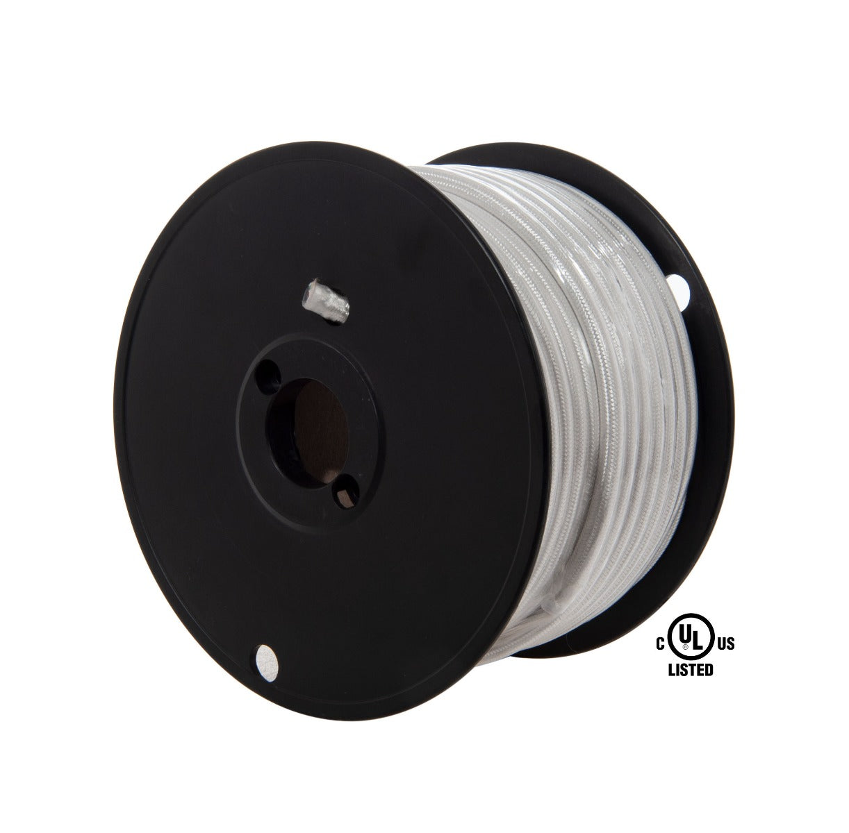 White Color Rayon Covered 18/3 SVT-B Fabric Lamp Cord, 3-Wire, Choice of Length (46593)