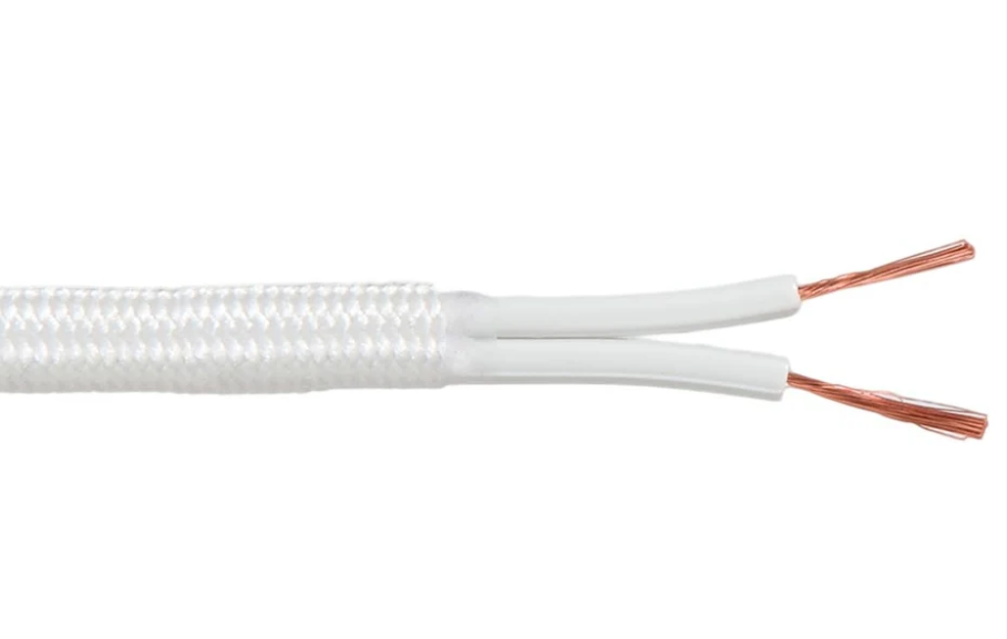 White 18 Gauge SPT-2 Fabric Parallel Lamp Cord, Choice of Length (46633W)