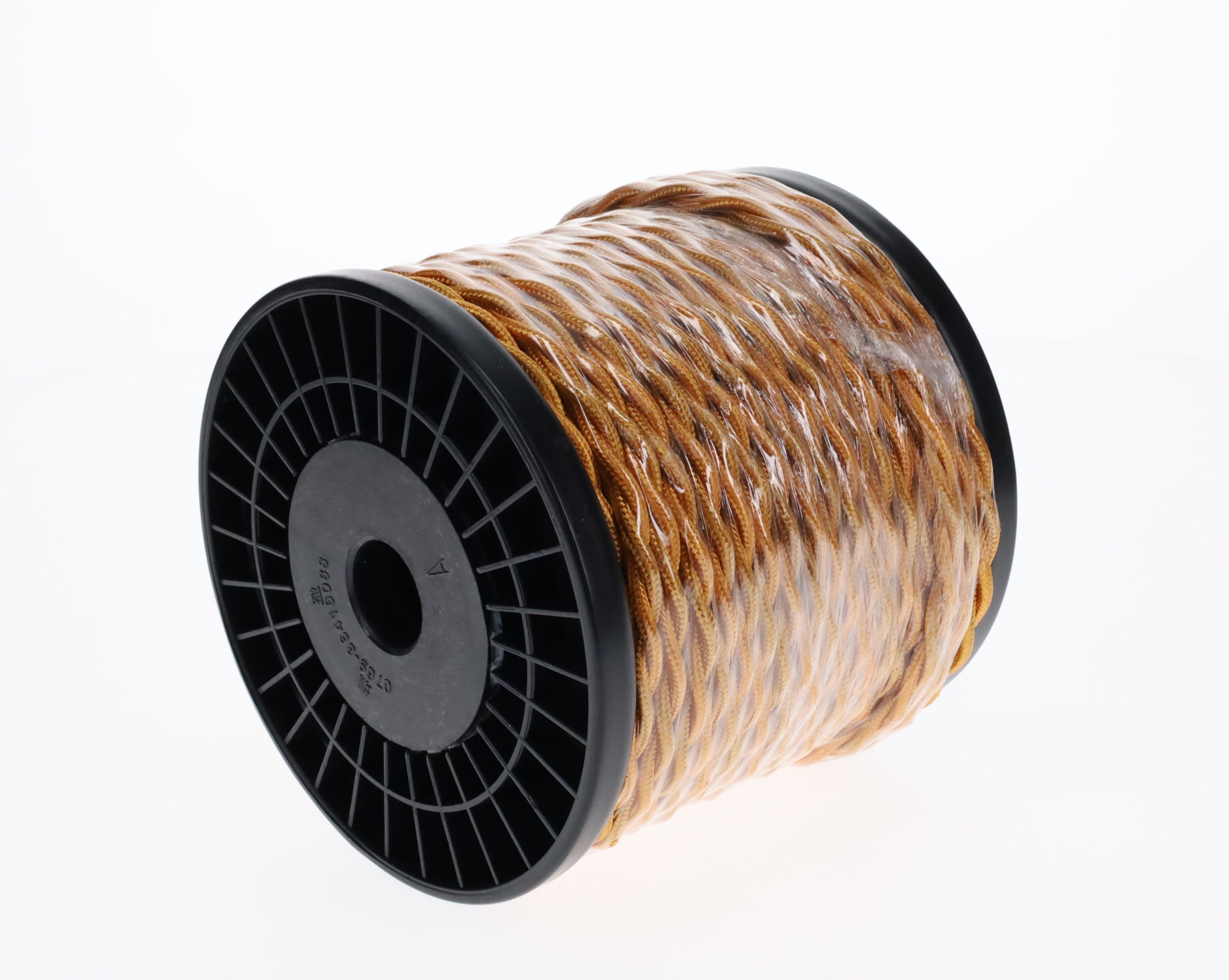 Gold Fabric Covered, Twisted Pair Lamp Cord, 2-Wire, 100ft Spool or By-The-Foot (46635)
