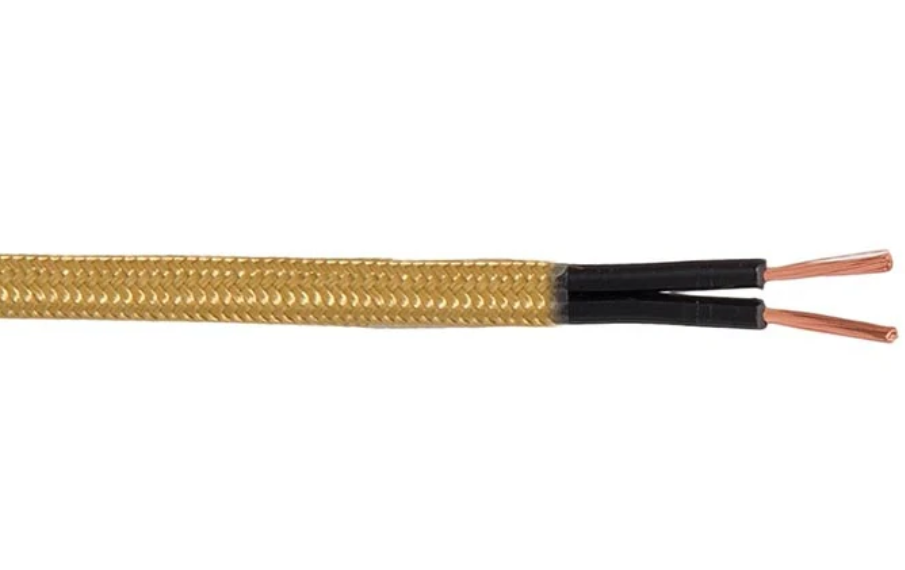 Antique Gold 18 Gauge SPT-2 Fabric Parallel Lamp Cord, Choice of Lengths (46633AG)