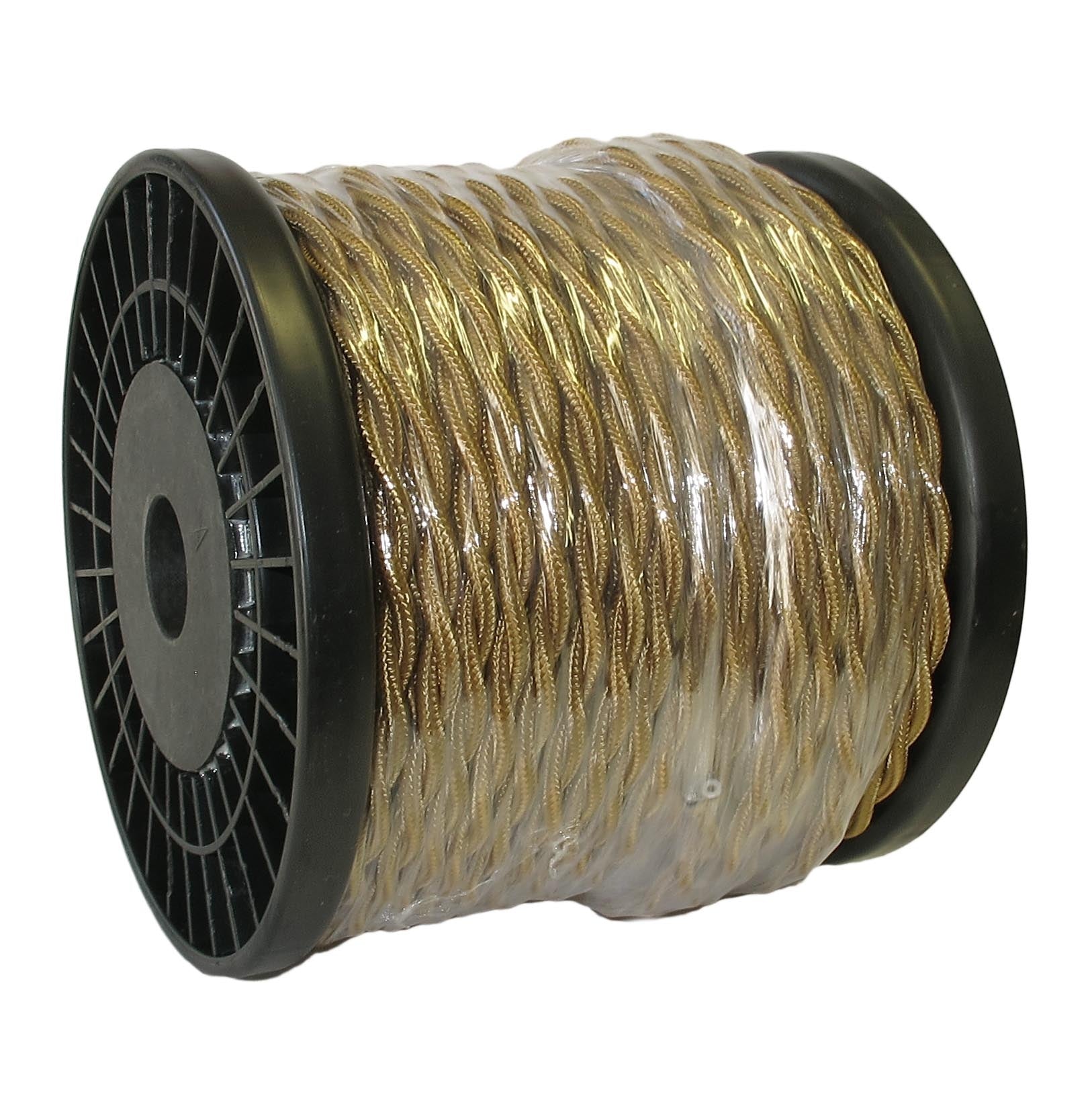 Antique Brass Rayon Fabric Covered Twisted Pair Lamp Cord Wire, Choice of Length (46644)