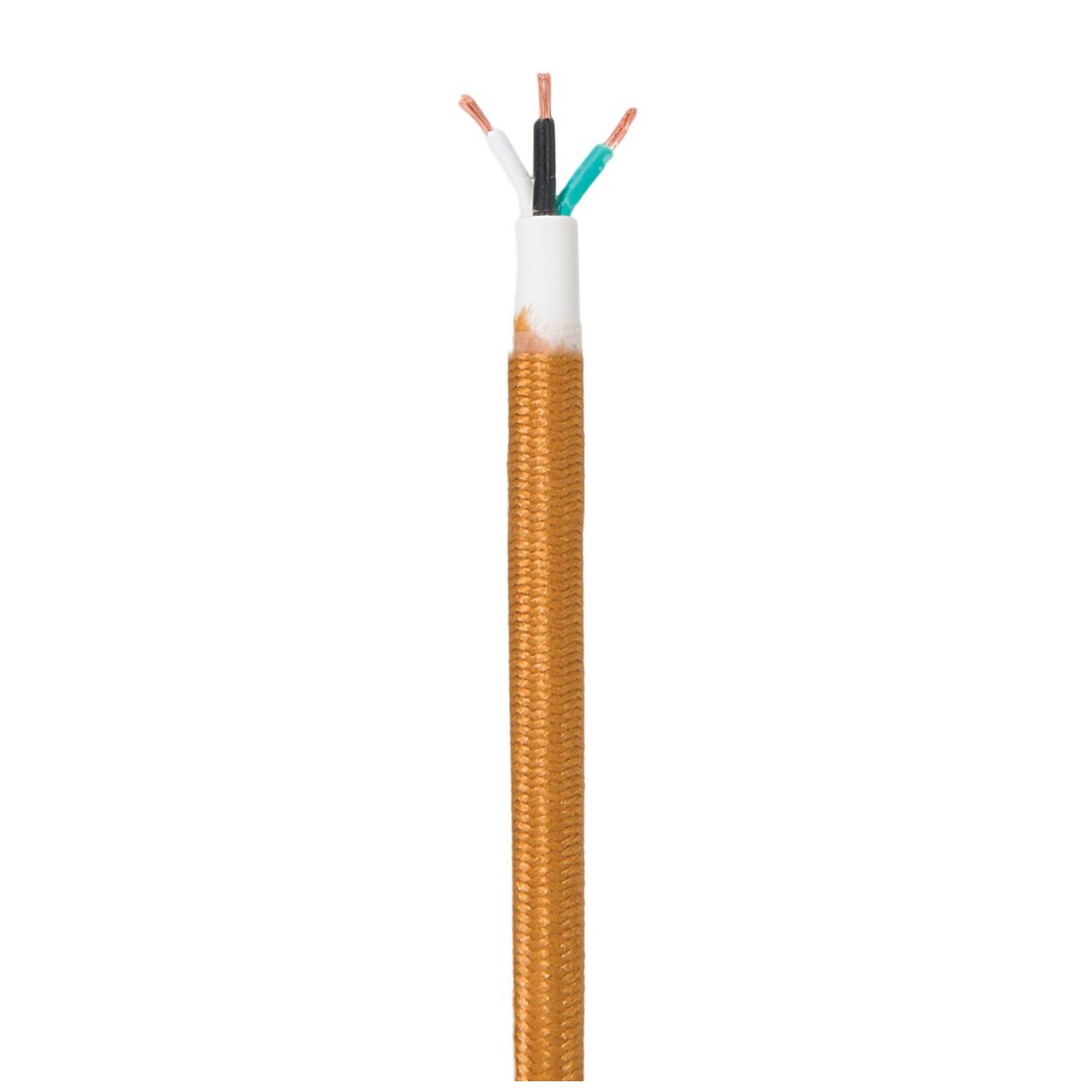 Copper Color Rayon 18/3 SVT-B Covered Fabric Lamp Cord, 3-Wire, Choice of Length (46591)