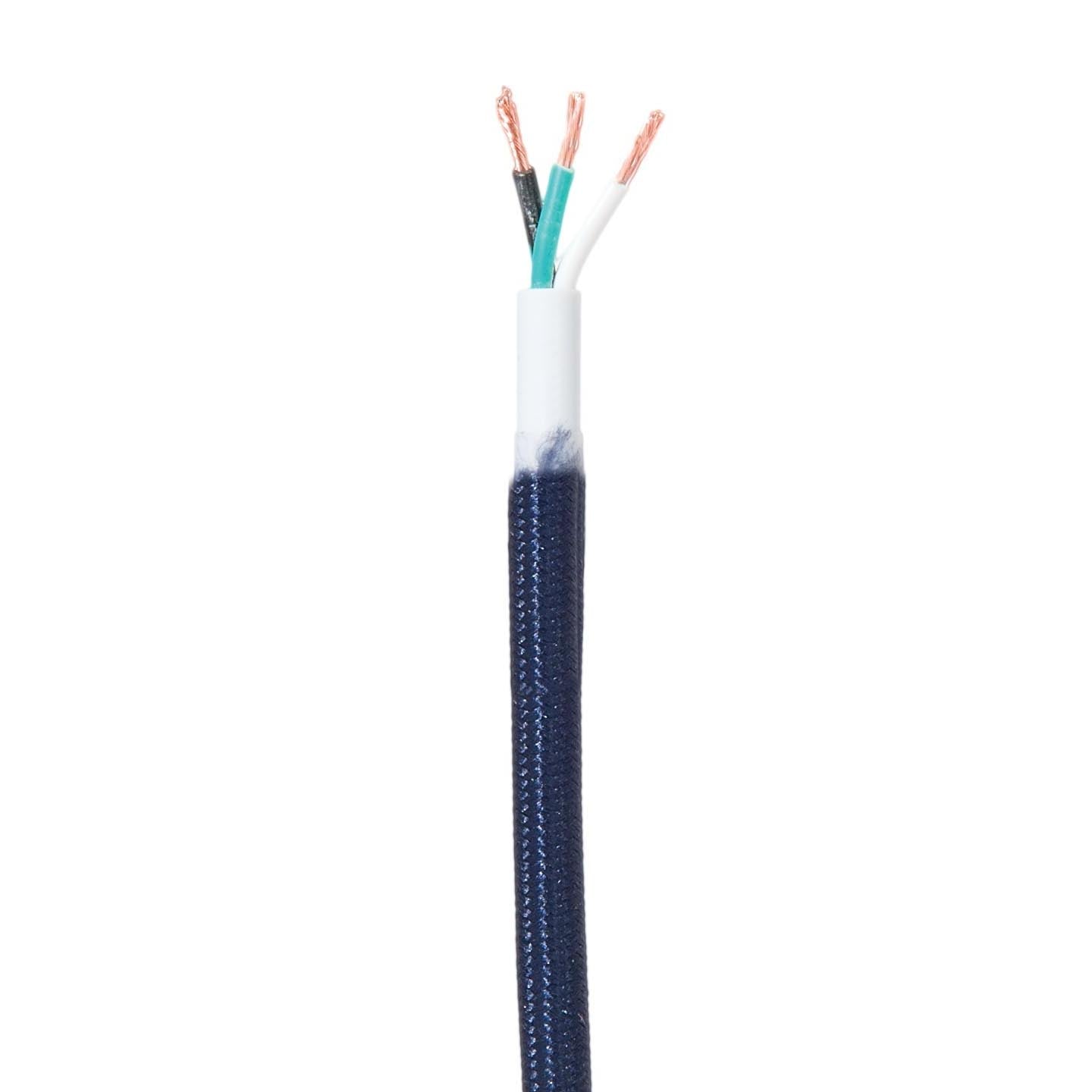 18/3 SVT-B Dark Blue Color Fabric Covered Parallel Fabric Lamp Cord, Choice of Length (46655DB)